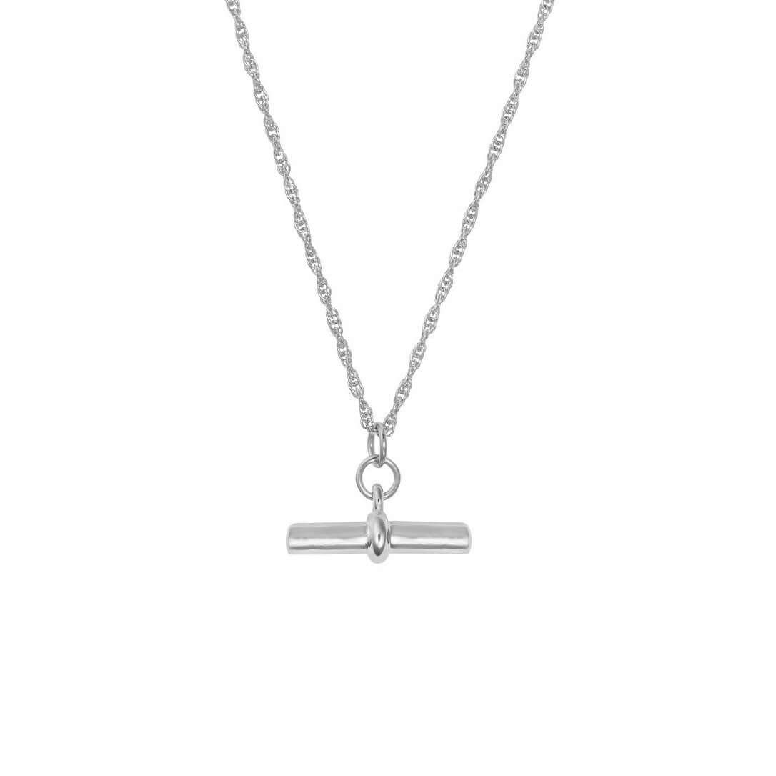 Sterling Silver T-Bar Necklace - Rose and Wolf