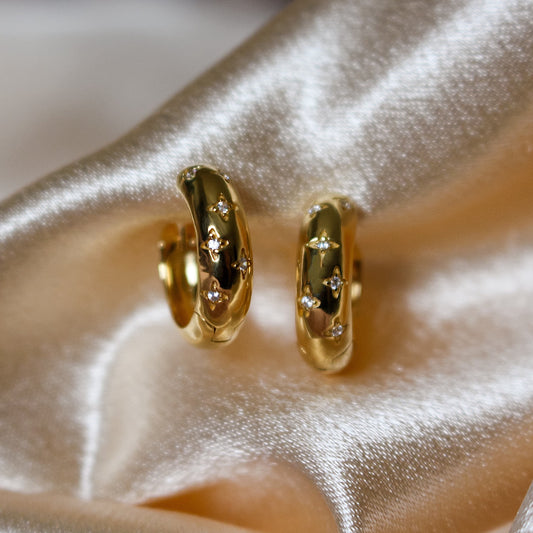 Gold Vermeil Starburst Huggie Earrings - Rose and Wolf