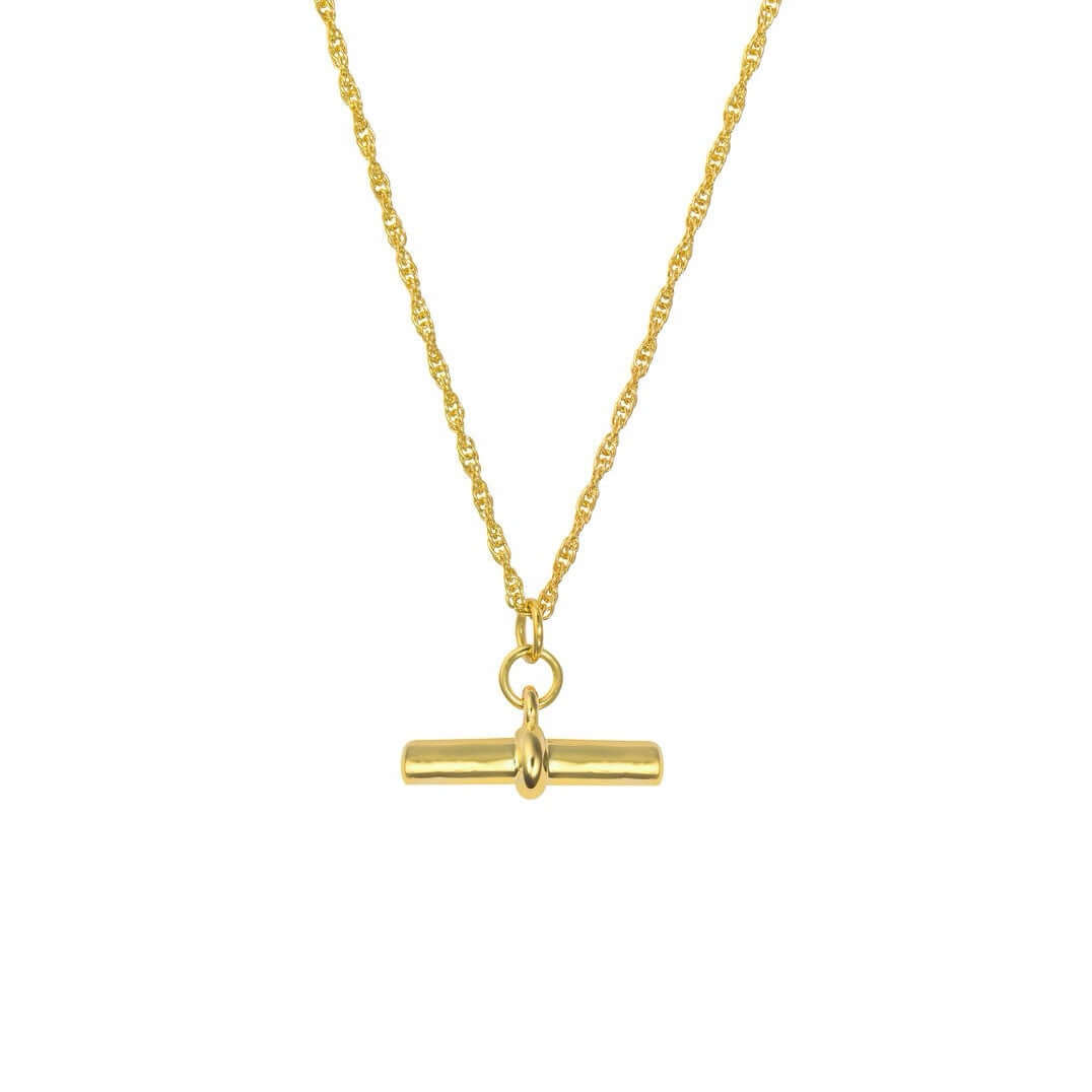 Gold Vermeil T-Bar Necklace - Rose and Wolf