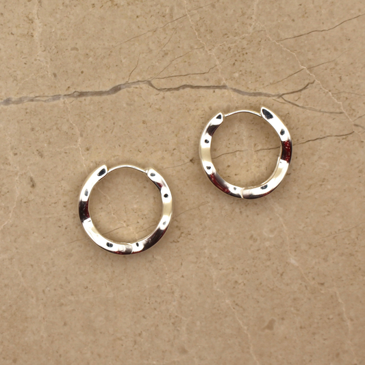 Sterling Silver Wavy Hoop Earrings - Rose and Wolf