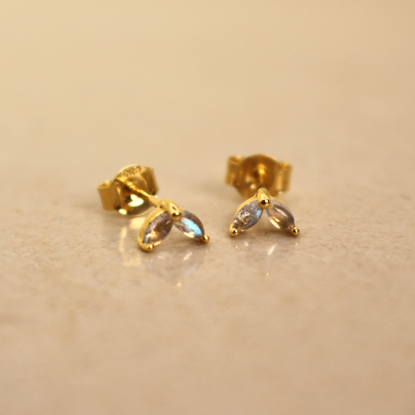 Gold Vermeil and Labradorite Marquise Stud Earrings - Rose and Wolf