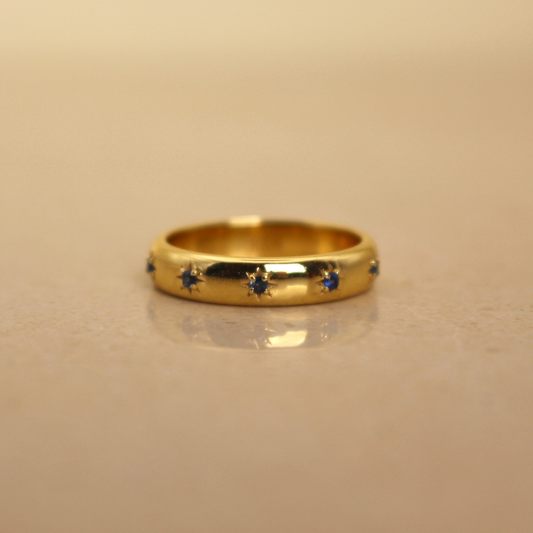 Gold Vermeil and Sapphire Starburst Ring - Rose and Wolf