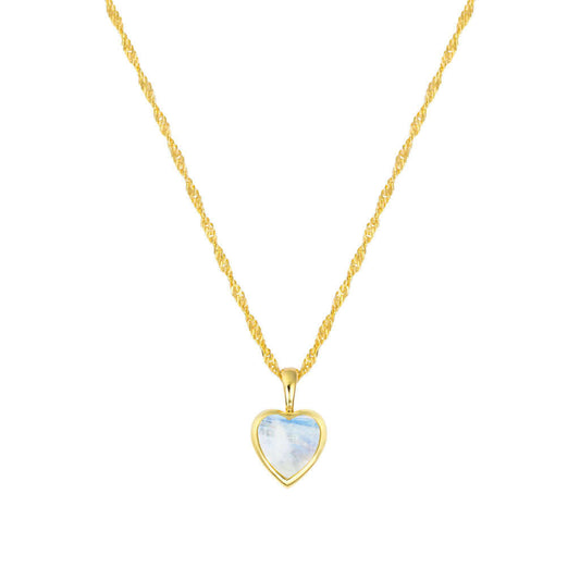 Gold Vermeil and Rainbow Moonstone Heart Necklace - Rose and Wolf