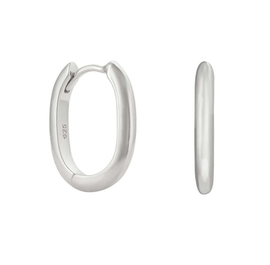 Sterling Silver Oval Huggie Earrings - Rose and Wolf