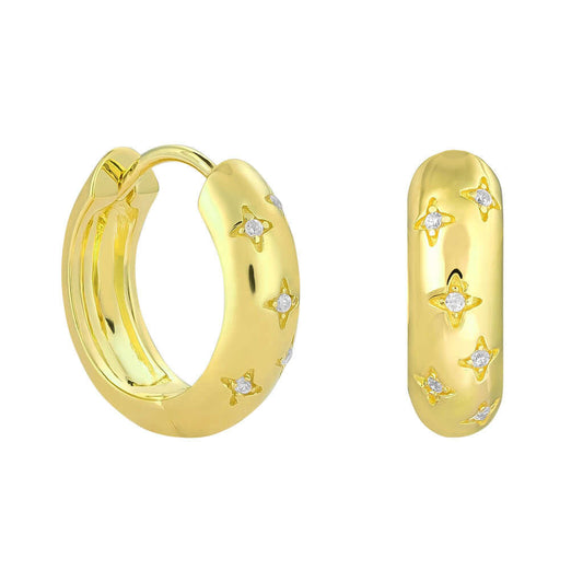 Gold Vermeil Starburst Huggie Earrings