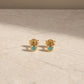 14ct gold vermeil amazonite stud earrings with round cabochon gemstones.
