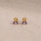 14ct gold vermeil amethyst marquise stud earrings with smooth cabochon gemstones.