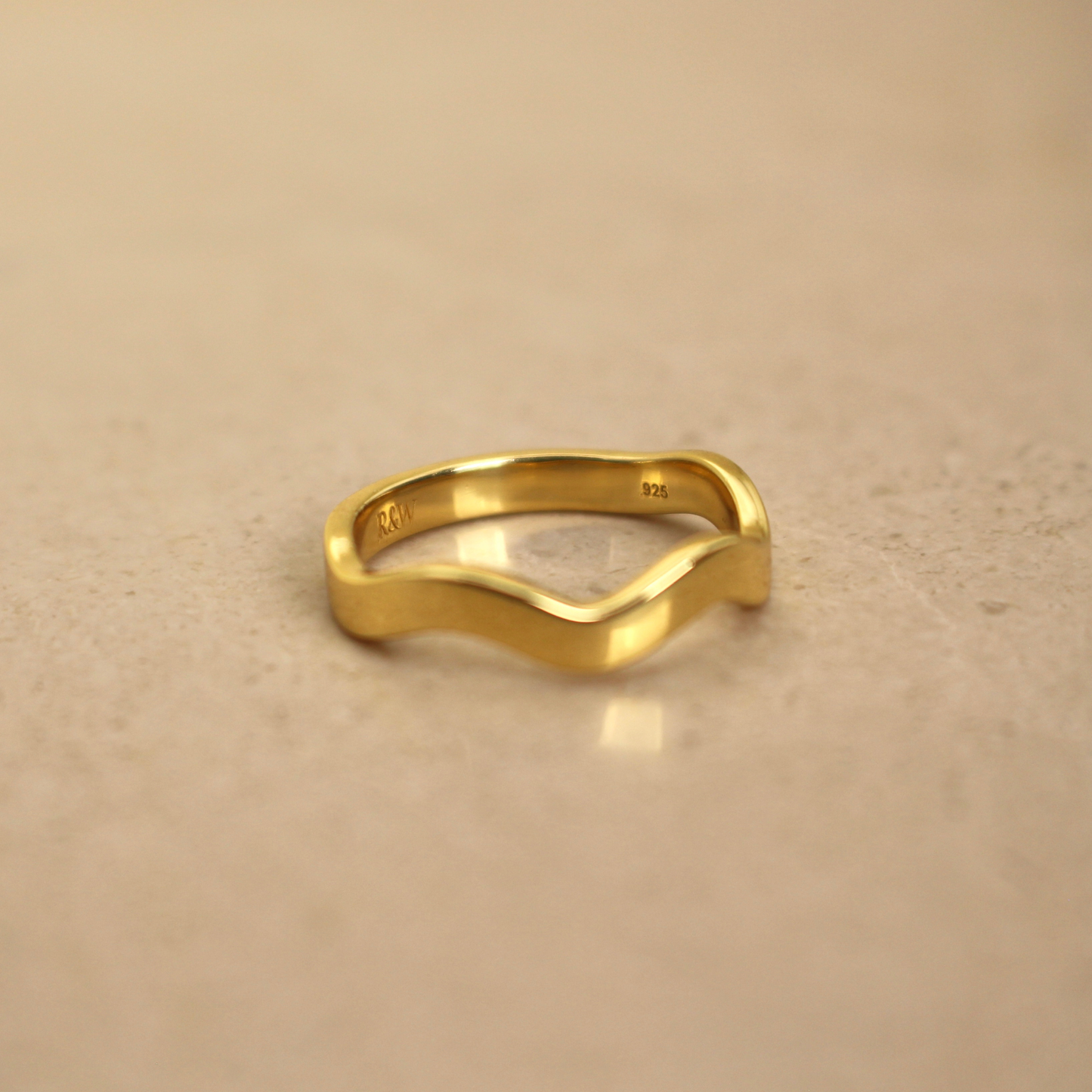 Gold Vermeil Wavy Ring - Rose and Wolf