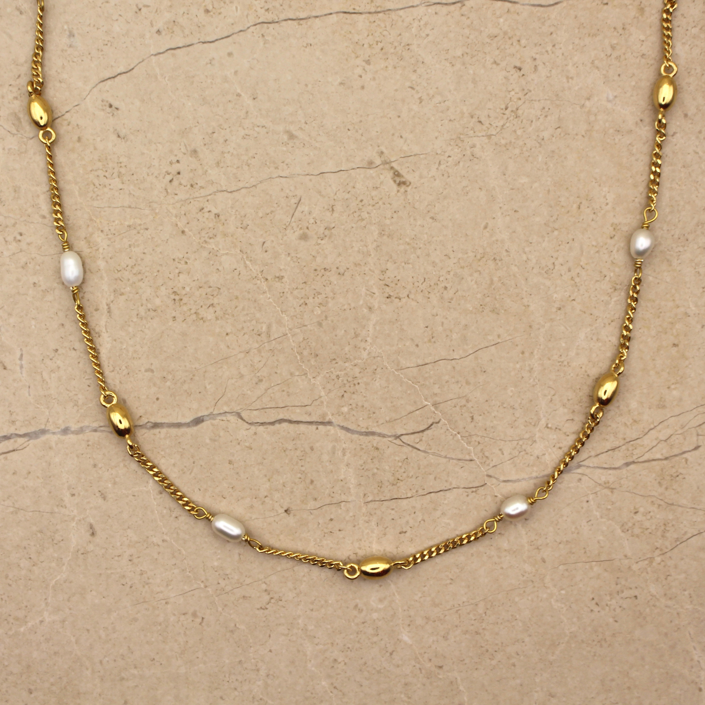 Gold Vermeil Pearl and Gold Seed Necklace - Rose and Wolf