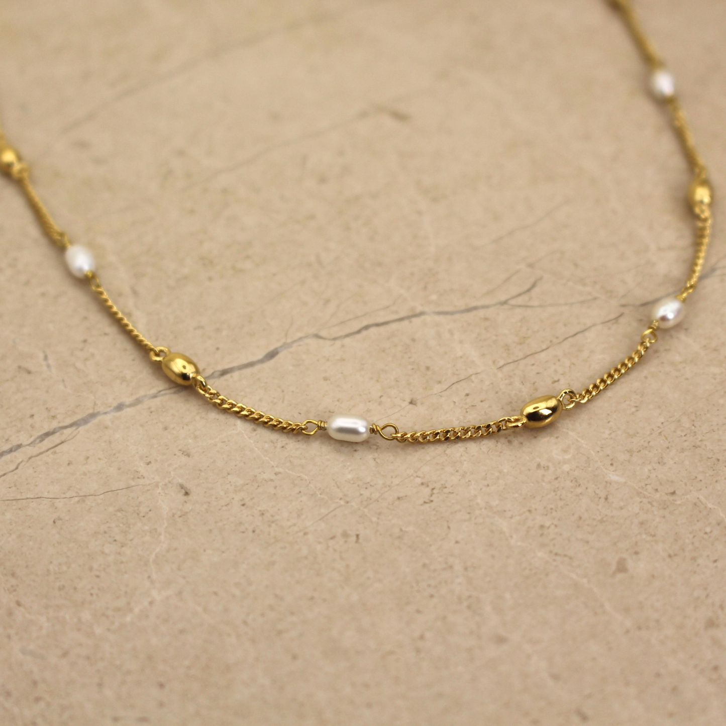 Gold Vermeil Pearl and Gold Seed Necklace - Rose and Wolf