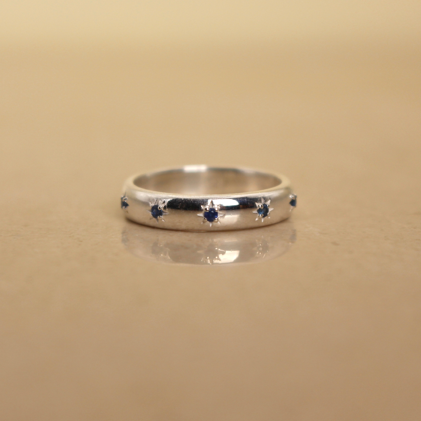 Sterling Silver and Sapphire Starburst Ring - Rose and Wolf