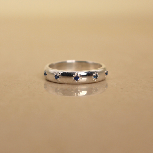 Sterling Silver and Sapphire Starburst Ring - Rose and Wolf