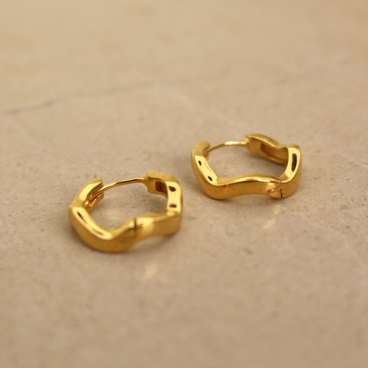 Gold Vermeil Wavy Hoop Earrings - Rose and Wolf