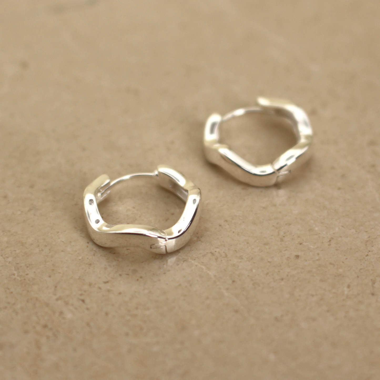 Sterling Silver Wavy Hoop Earrings - Rose and Wolf