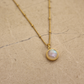 Gold Vermeil and Rainbow Moonstone Round Pendant Necklace - Rose and Wolf