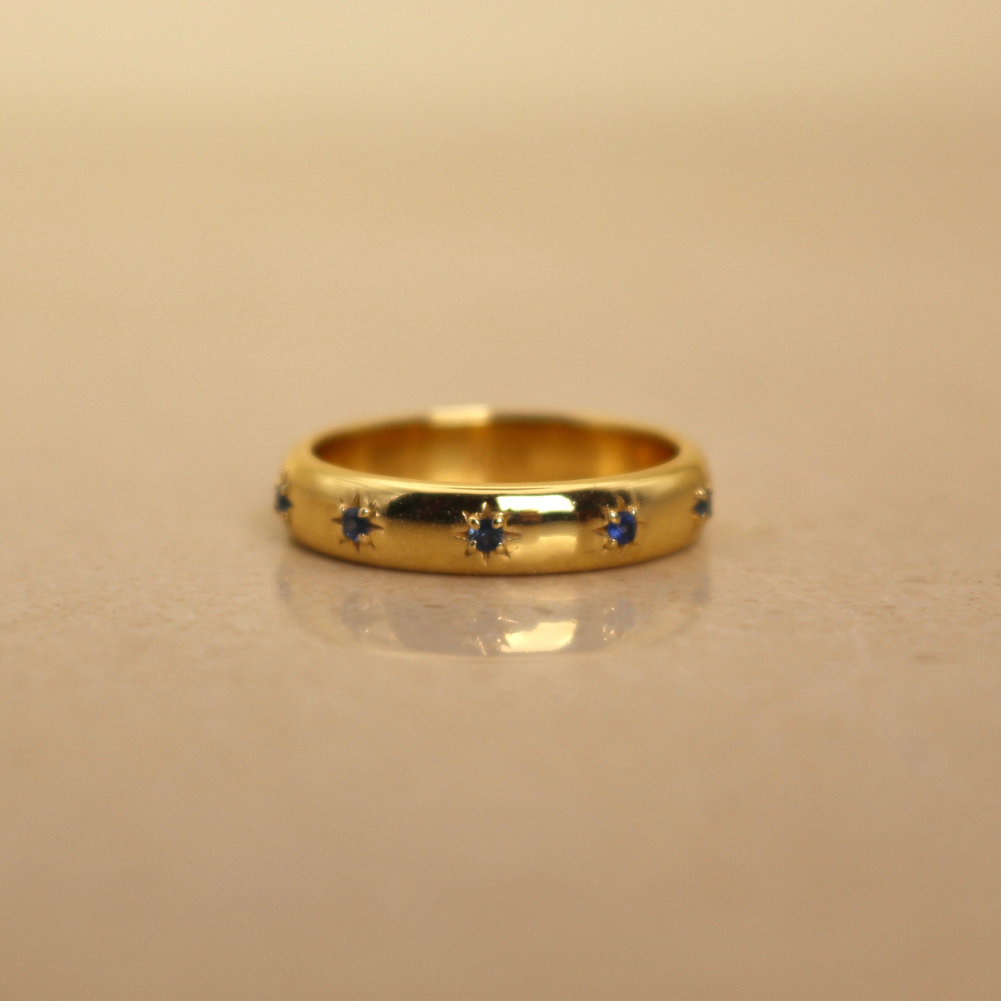 Gold Vermeil and Sapphire Starburst Ring - Rose and Wolf