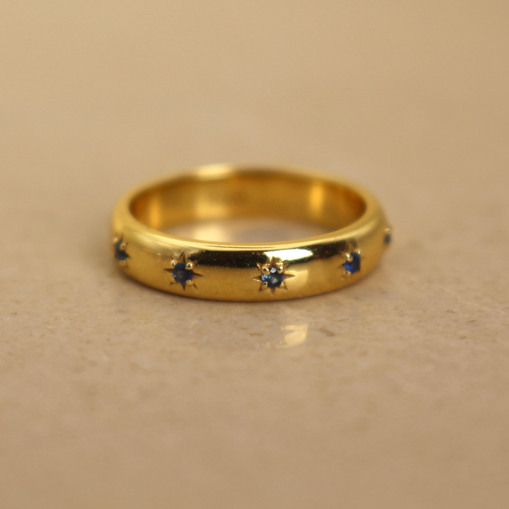 Gold Vermeil and Sapphire Starburst Ring - Rose and Wolf