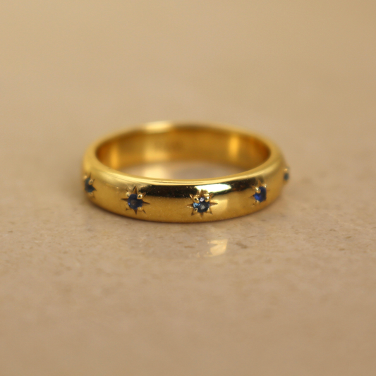 Gold Vermeil and Sapphire Starburst Ring - Rose and Wolf