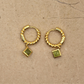 Gold Vermeil and Peridot Square Huggie Earrings - Rose and Wolf