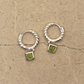 Sterling Silver and Peridot Square Huggie Earrings - Rose and Wolf