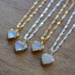 Sterling Silver and Rainbow Moonstone Heart Necklace - Rose and Wolf