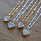 Sterling Silver and Rainbow Moonstone Heart Necklace - Rose and Wolf