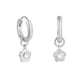 Sterling Silver and Rainbow Moonstone Flower Huggie Earrings