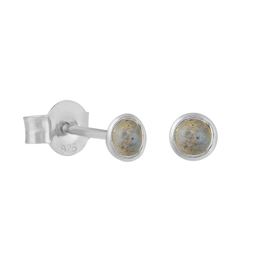 Sterling Silver and Labradorite Round Stud Earrings