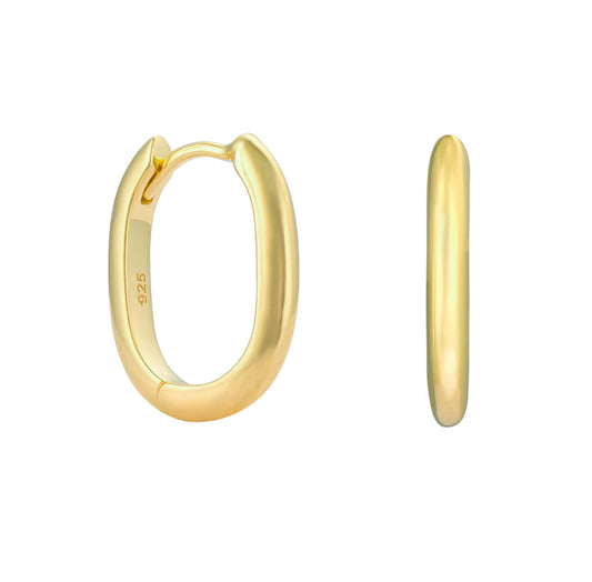 Gold Vermeil Oval Huggie Earrings