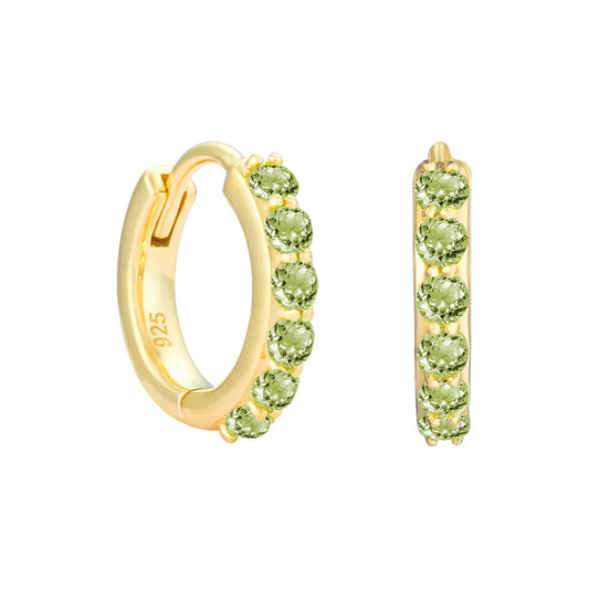 Gold Vermeil and Peridot Huggie Earrings - Rose and Wolf