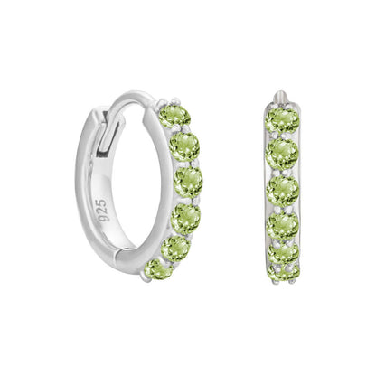 Sterling Silver and Peridot Huggie Earrings