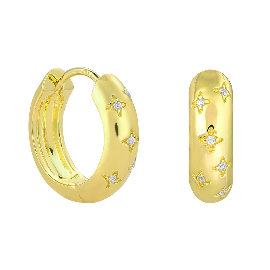 Gold Vermeil Starburst Huggie Earrings - Rose and Wolf