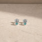 Sterling silver amazonite stud earrings with round cabochon gemstones.